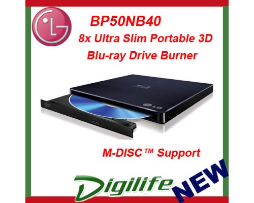 LG 8x USB Portable External Slim Blu-ray Burner Drive BP50NB40